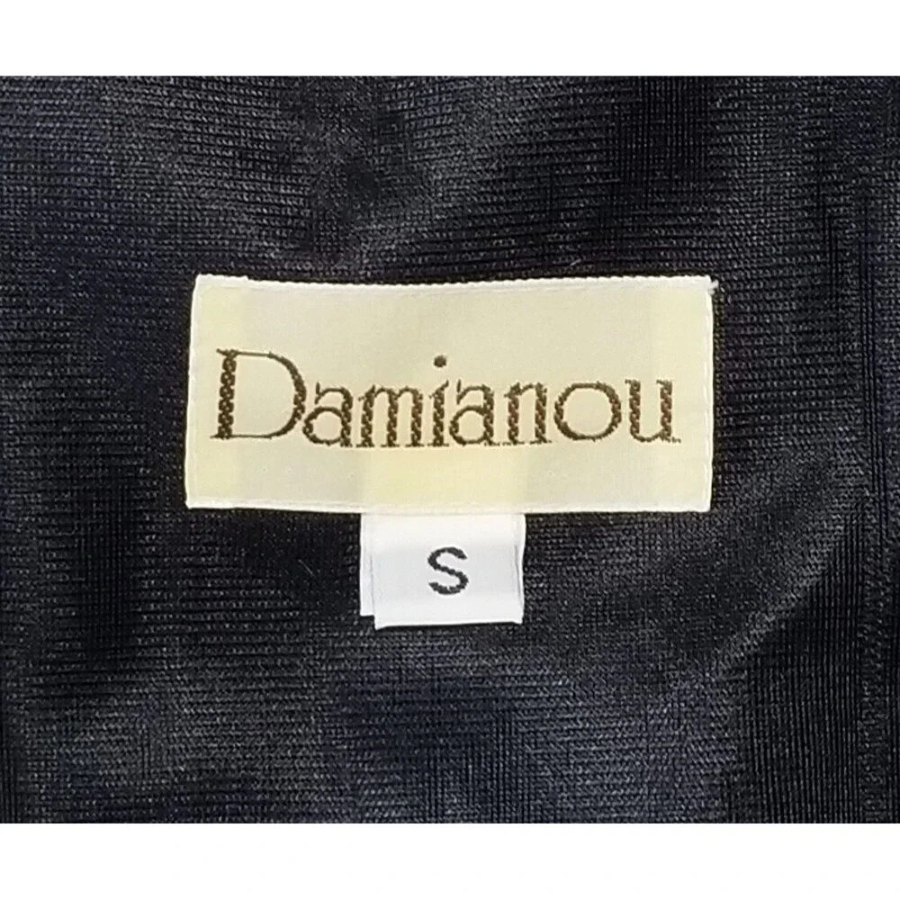 Vtg DAMIANOU Dress Gold Crochet Lace Overlay Black Sz Small Long Sparkly - Picture 3 of 10
